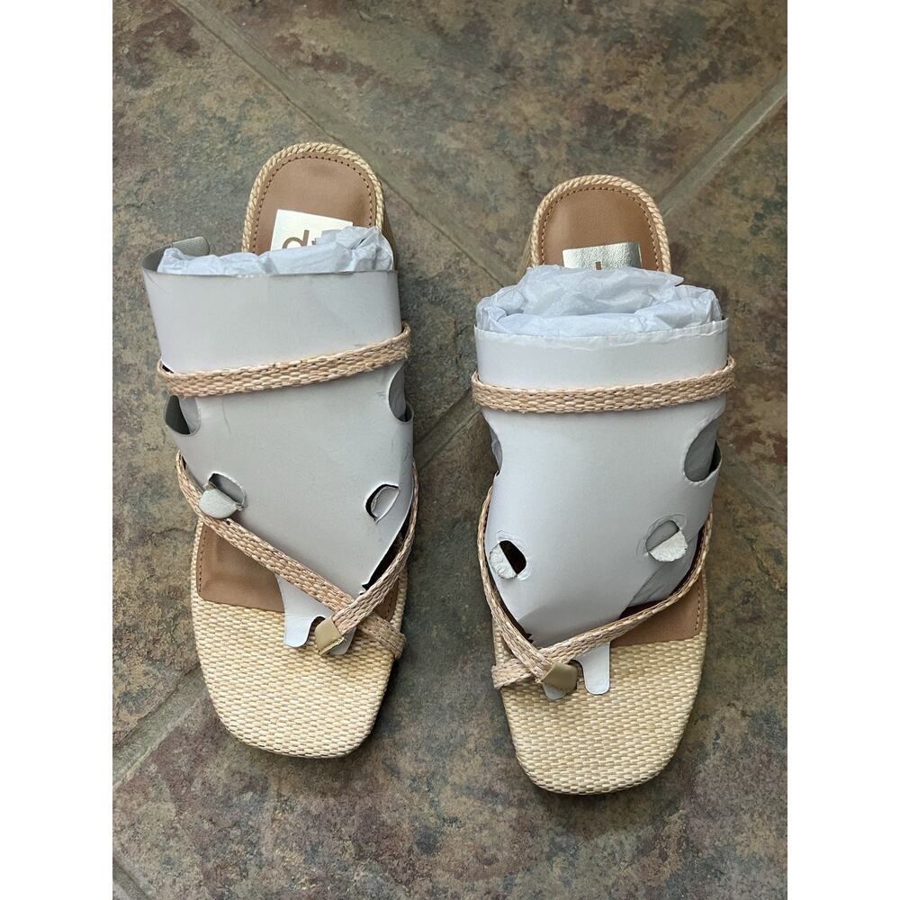 NEW dv dolce vita | lumena strappy slide block-heel sandals | size 8 | raffia - Picture 4 of 8